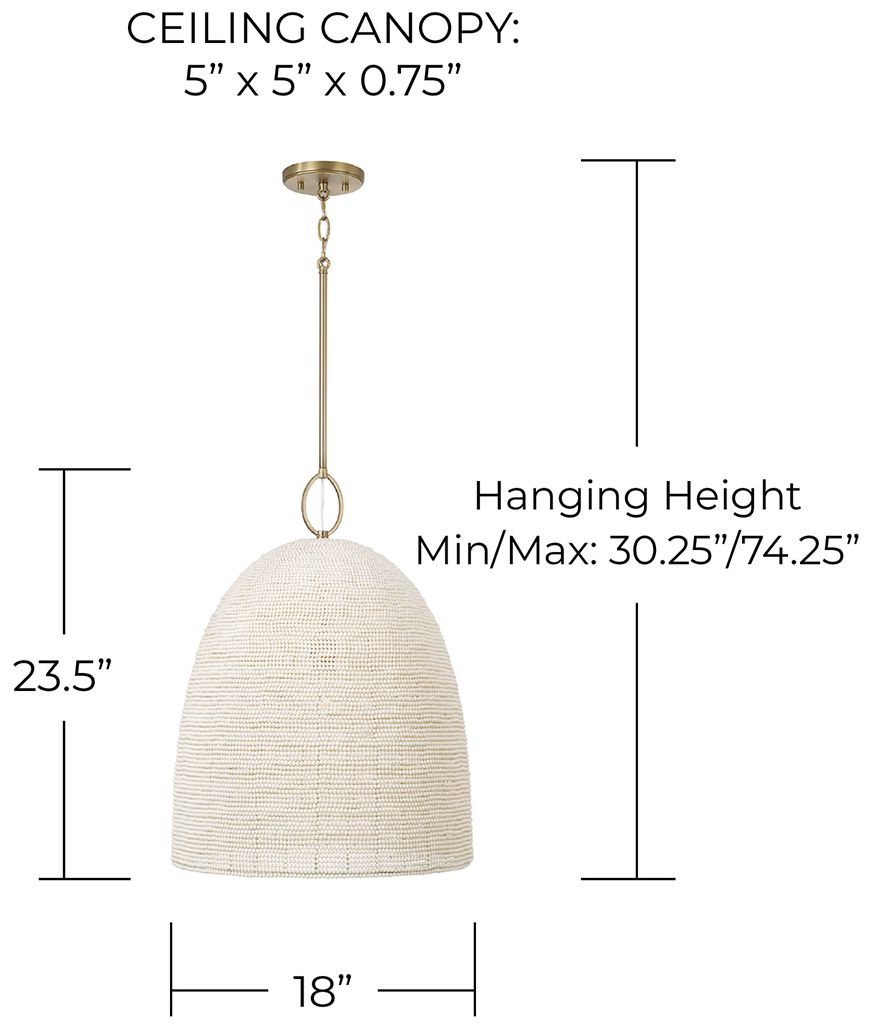 Capital Lighting Natalia 1 Light Pendant 18" Aged Brass