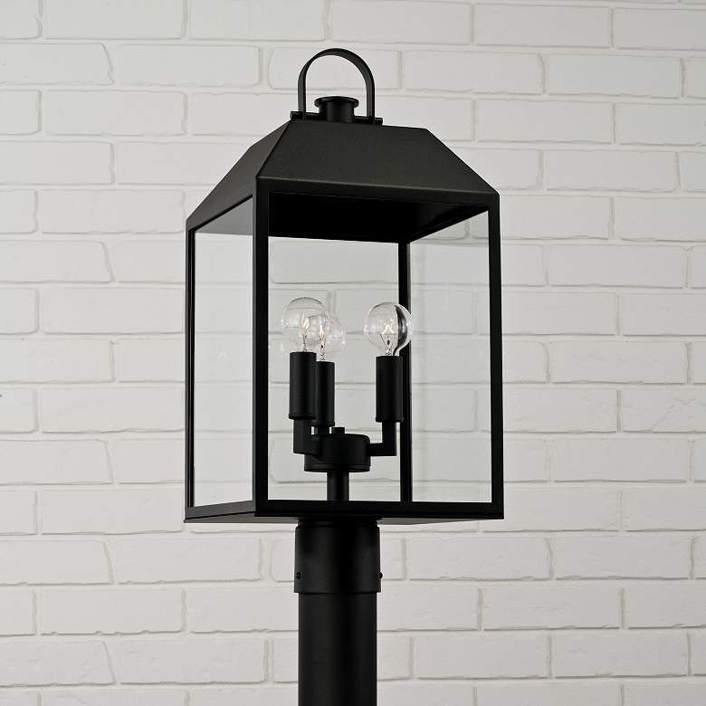 Image 1 Capital Lighting Nelson 3 Light Outdoor Post Lantern 9.5" Black