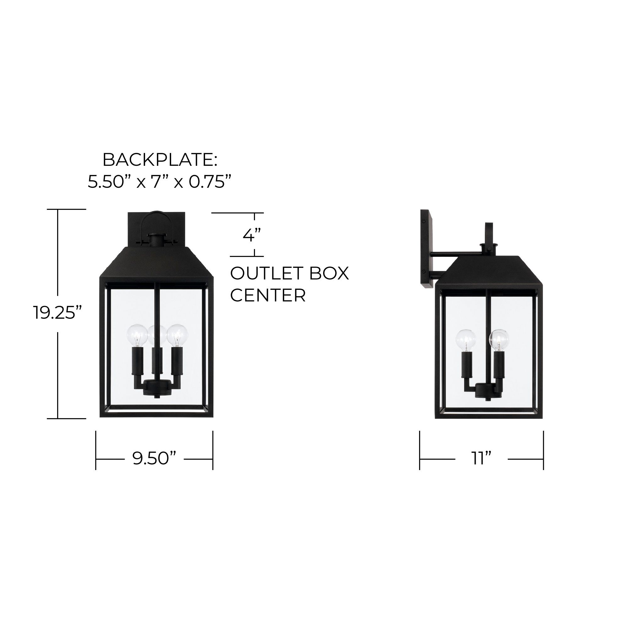Image 7 Capital Lighting Nelson 3 Light Outdoor Wall Lantern 9.5" Black more views