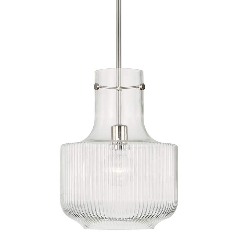 Image 1 Capital Lighting Nyla 11 inch Nickel with Clear Fluted Glass Mini Pendant