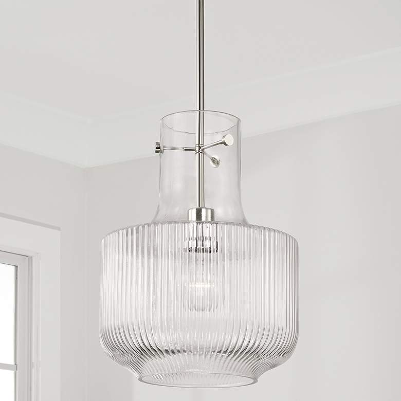 Image 2 Capital Lighting Nyla 11" Nickel with Clear Fluted Glass Mini Pendant