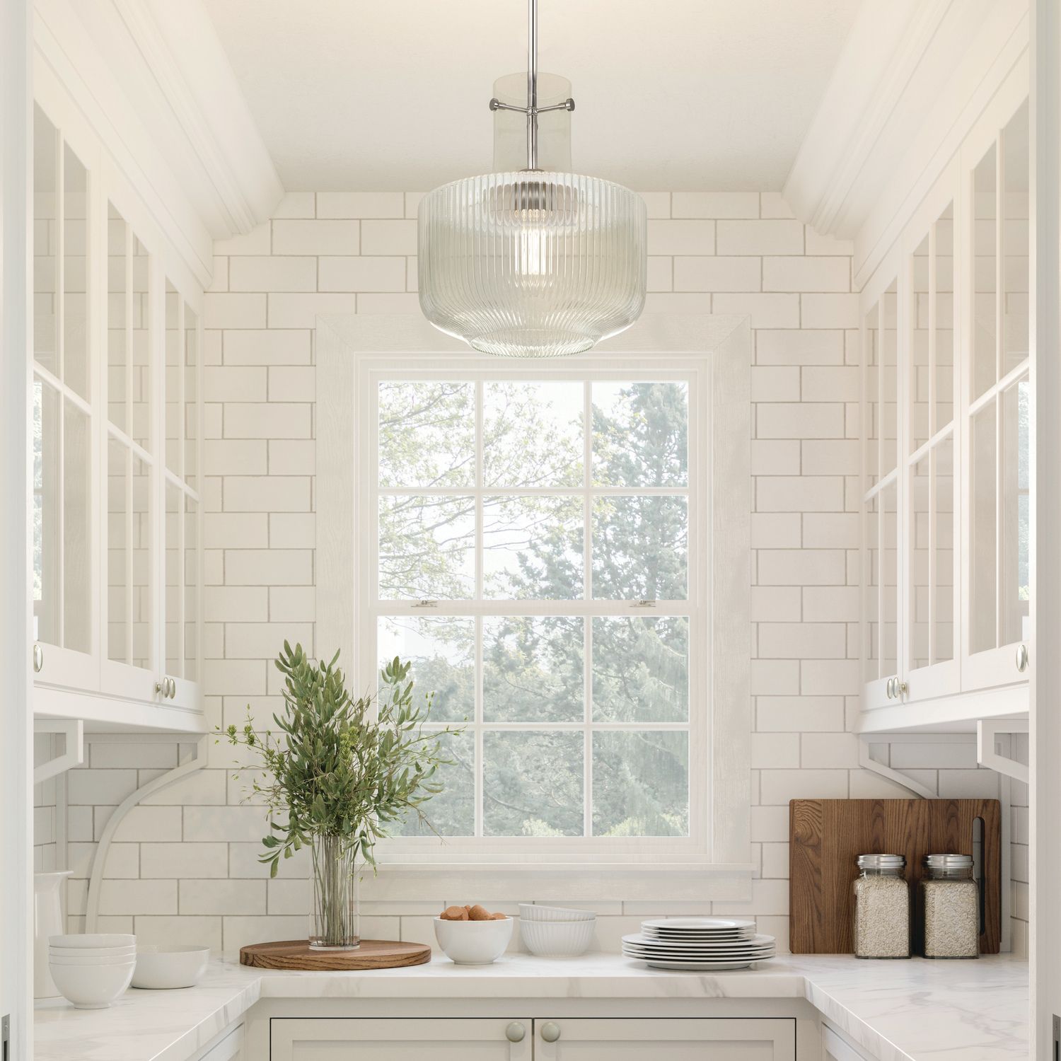 Capital Lighting Nyla 11" Nickel with Clear Fluted Glass Mini Pendant in scene