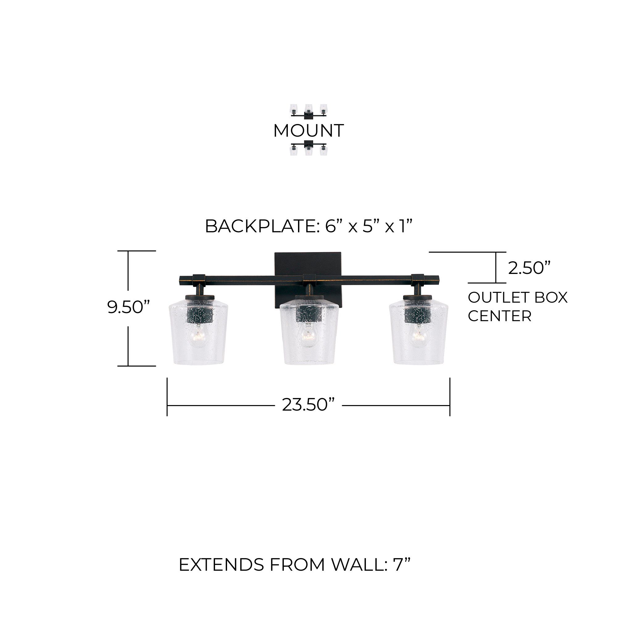 Image 5 Capital Lighting Ogden 3 Light Vanity 23.5" Brushed Black Iron more views