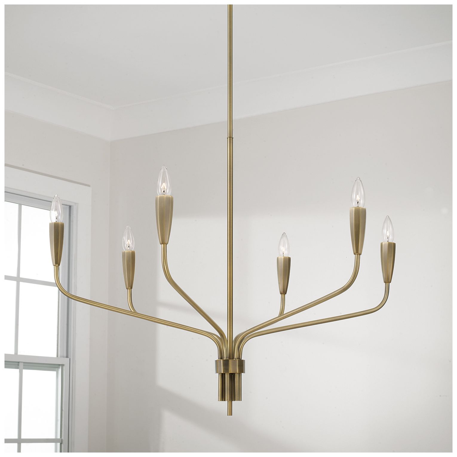 Thumbnail2 of Capital Lighting Palmer 6 Light Chandelier 34.5" Antiqued Brass more views