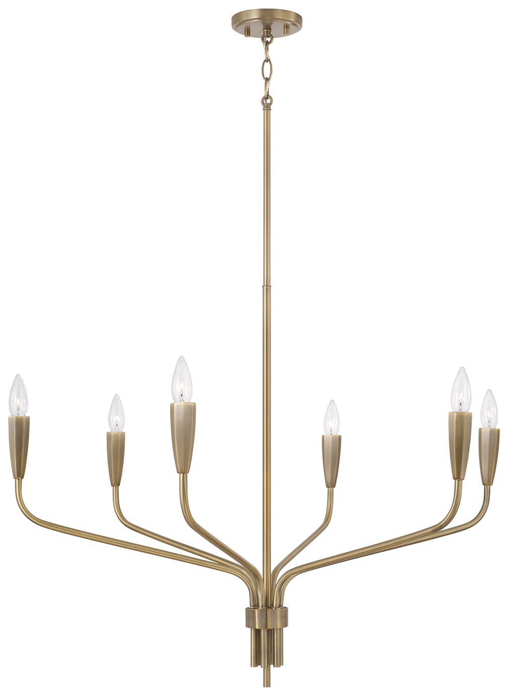 Capital Lighting Palmer 6 Light Chandelier 34.5" Antiqued Brass