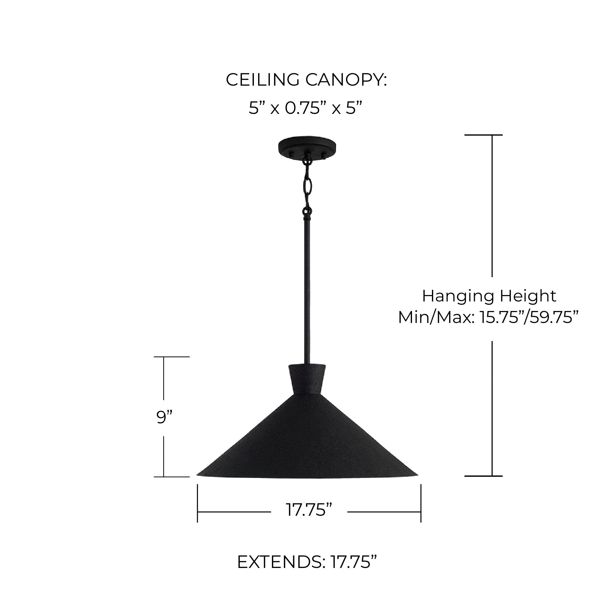 Image 4 Capital Lighting Paloma 1 Light Pendant 17.75" Textured Black more views
