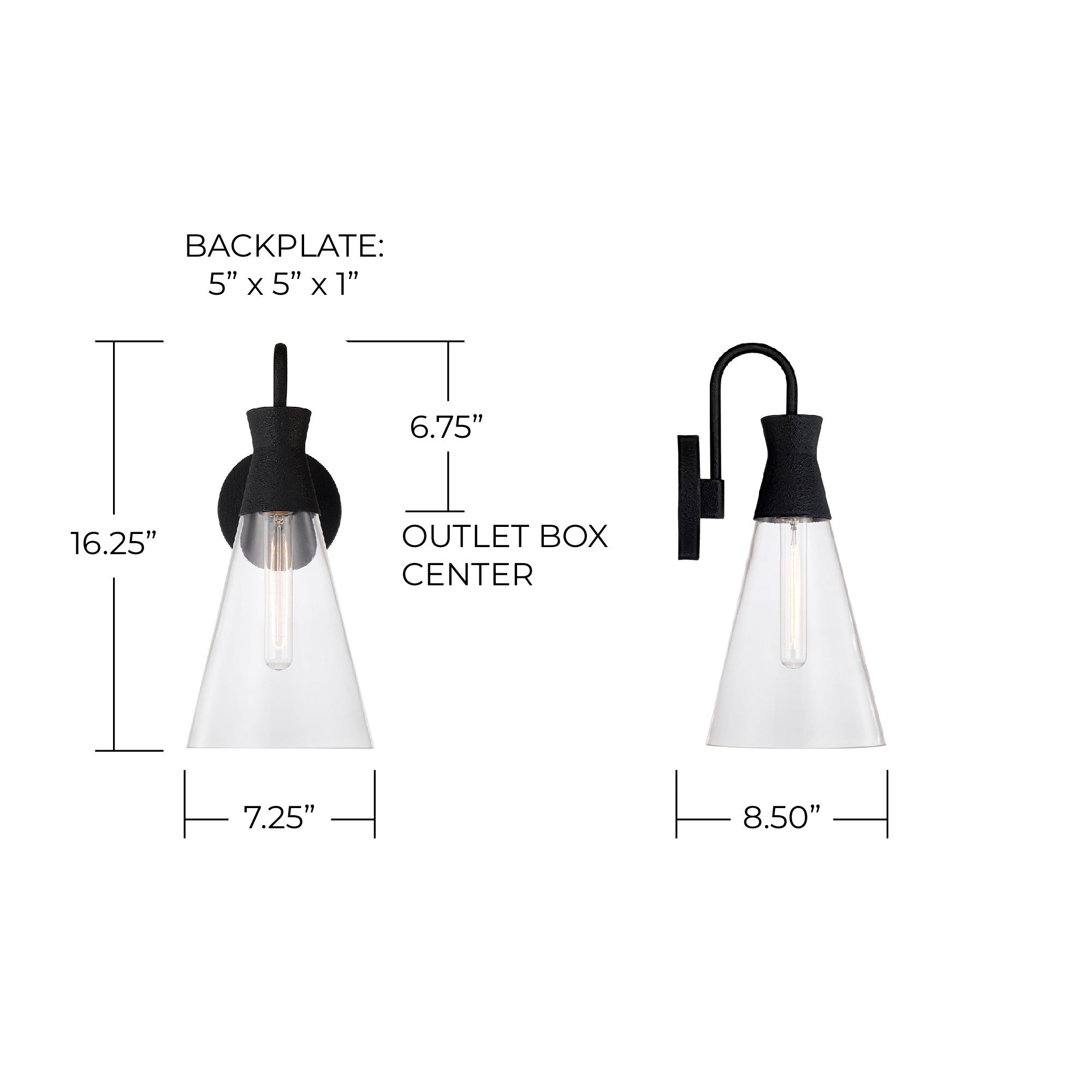 Image 6 Capital Lighting Paloma 1 Light Sconce 7.25" Textured Black more views