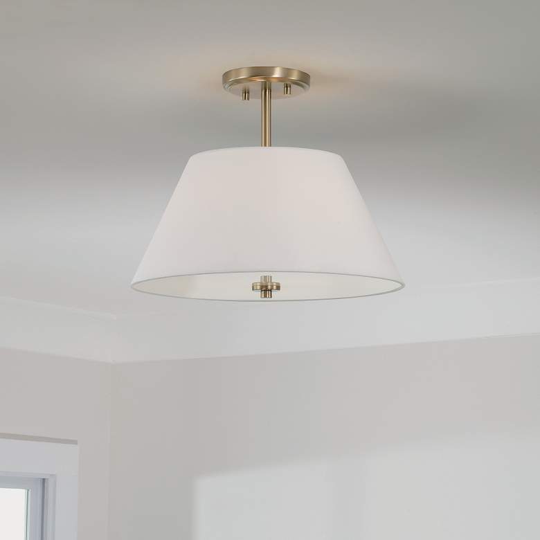 Image 4 Capital Lighting Parson 3 Light Semi-Flush 15" Matte Brass more views