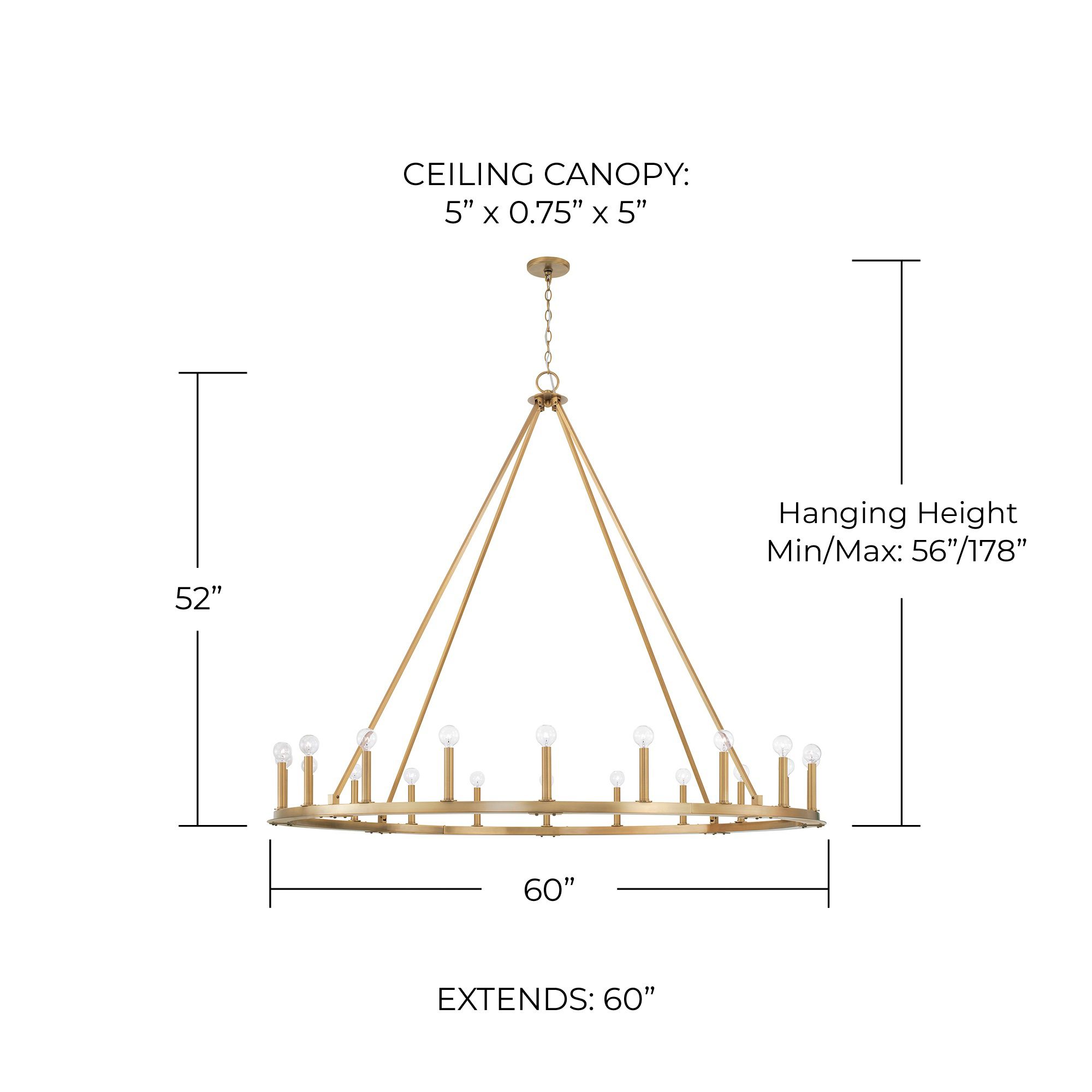 Image 4 Capital Lighting Pearson 20 Light Chandelier 60" Aged Brass more views