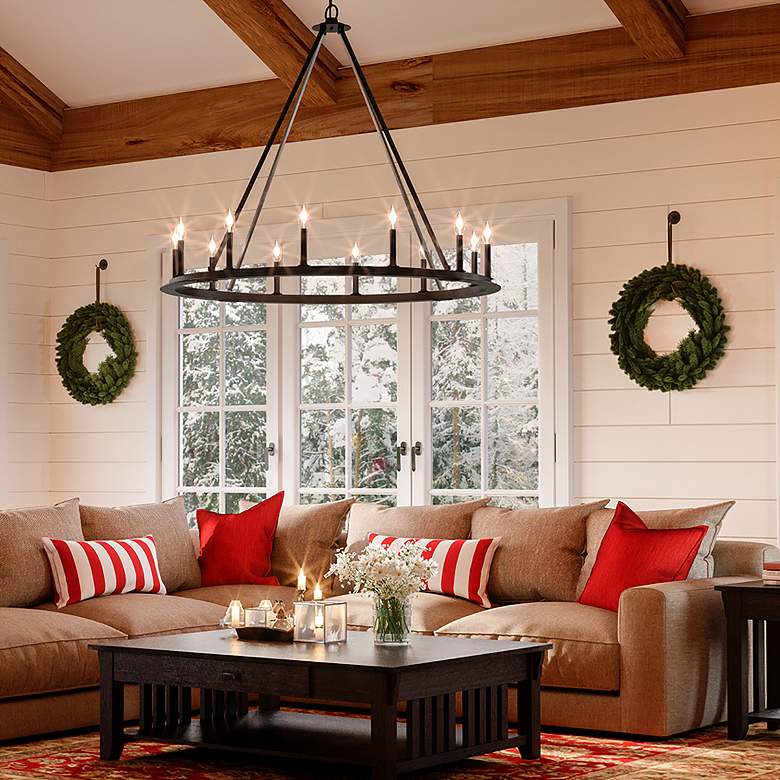 Image 4 Capital Lighting Pearson 48 1/2" Black Iron 12 Light Ring Chandelier more views