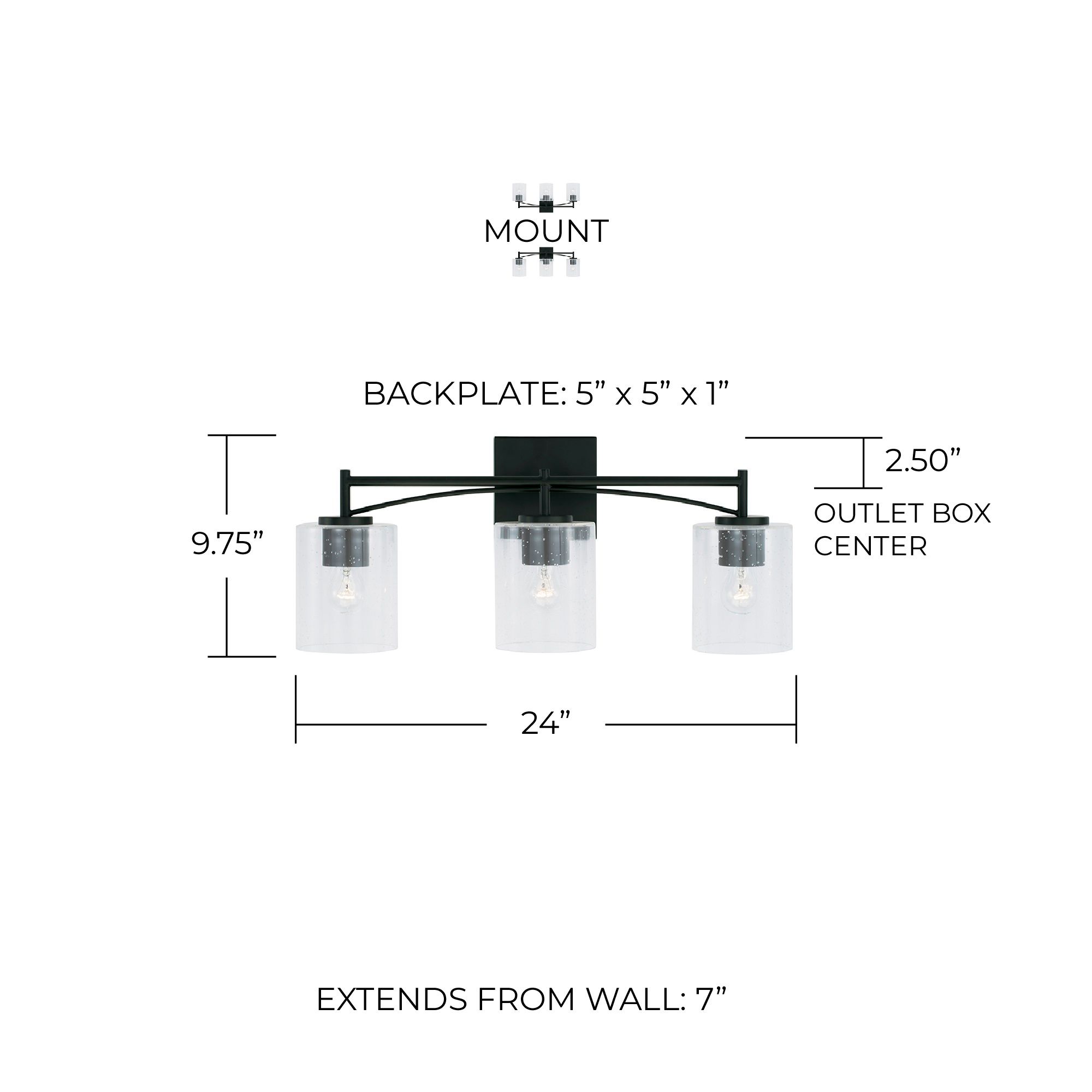 Image 5 Capital Lighting Peyton 3 Light Vanity Matte Black more views