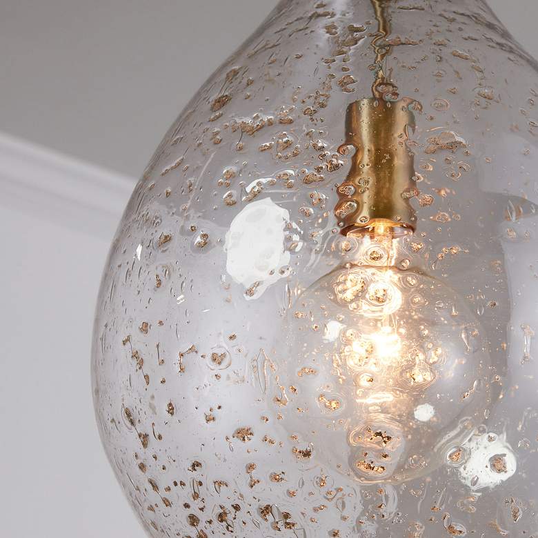 Image 4 Capital Lighting Rabun 12" Wide Brass and Textured Glass Gourd Pendant more views