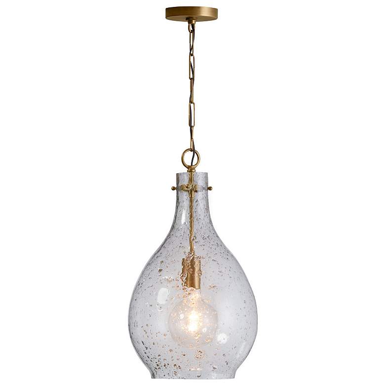 Image 5 Capital Lighting Rabun 12" Wide Brass and Textured Glass Gourd Pendant more views