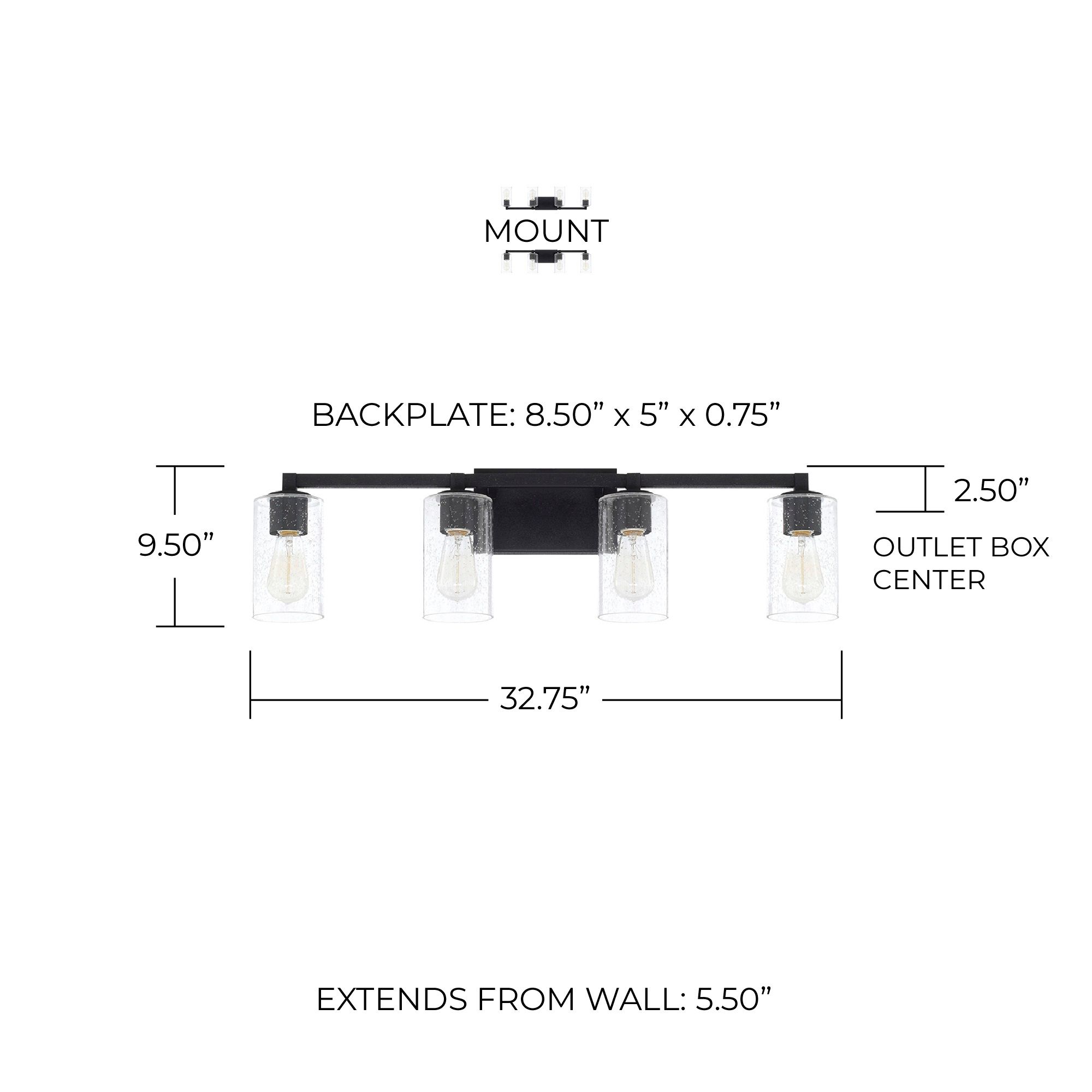Image 2 Capital Lighting Ravenwood 4 Light Vanity Black Iron more views