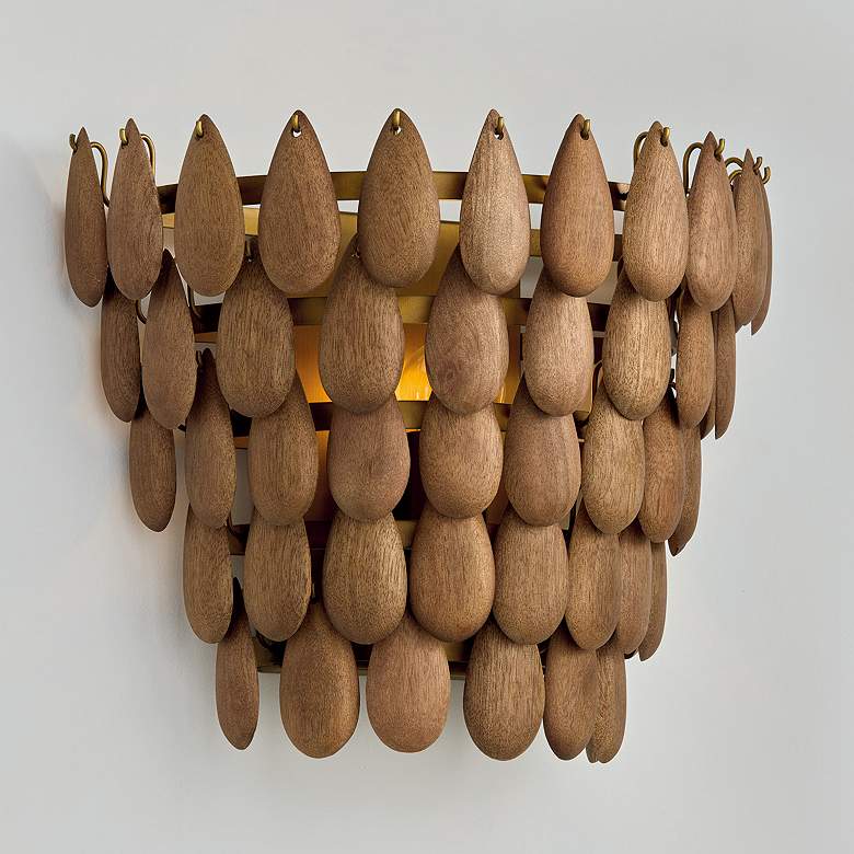 Image 1 Capital Lighting Ravi 1 Light Sconce 13.75" Light Wood and Patinaed Br