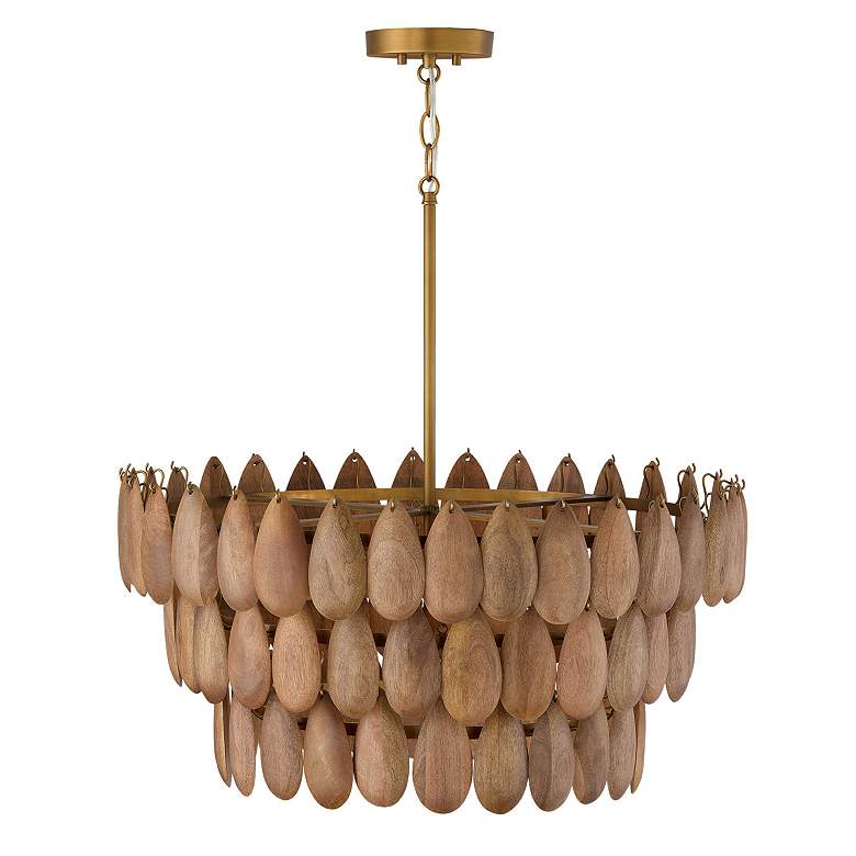 Image 3 Capital Lighting Ravi 25" Modern Patina Brass and Wood Pendant Light more views