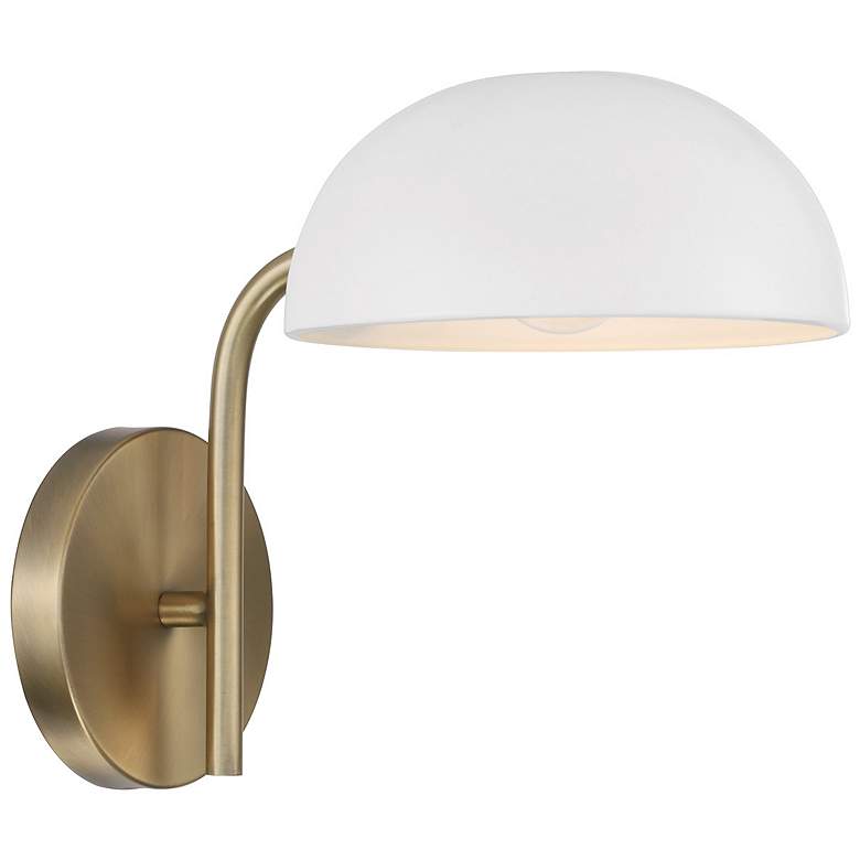Image 1 Capital Lighting Reece 1 Light Sconce Aged Brass and White