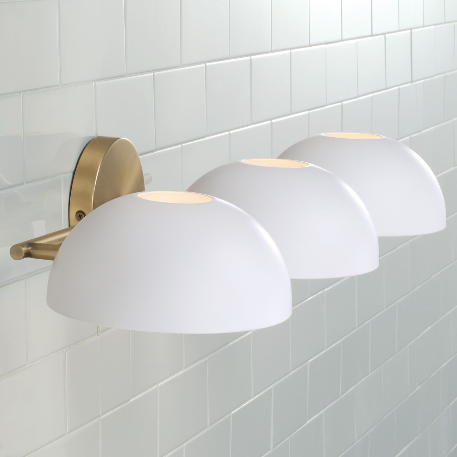 Image 5 Capital Lighting Reece 3 Light Vanity 26" Aged Brass and White more views