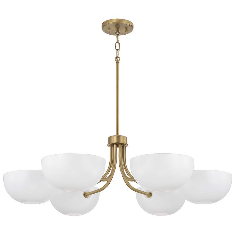 Image 2 Capital Lighting Reece 6 Light Chandelier 34" Aged Brass and White