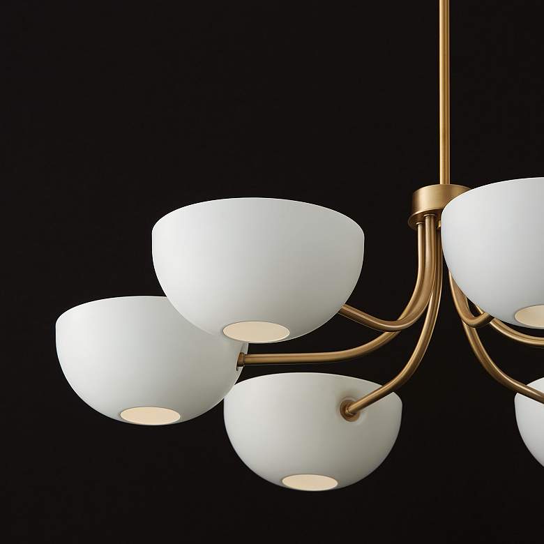 Image 6 Capital Lighting Reece 6 Light Chandelier 34" Aged Brass and White more views