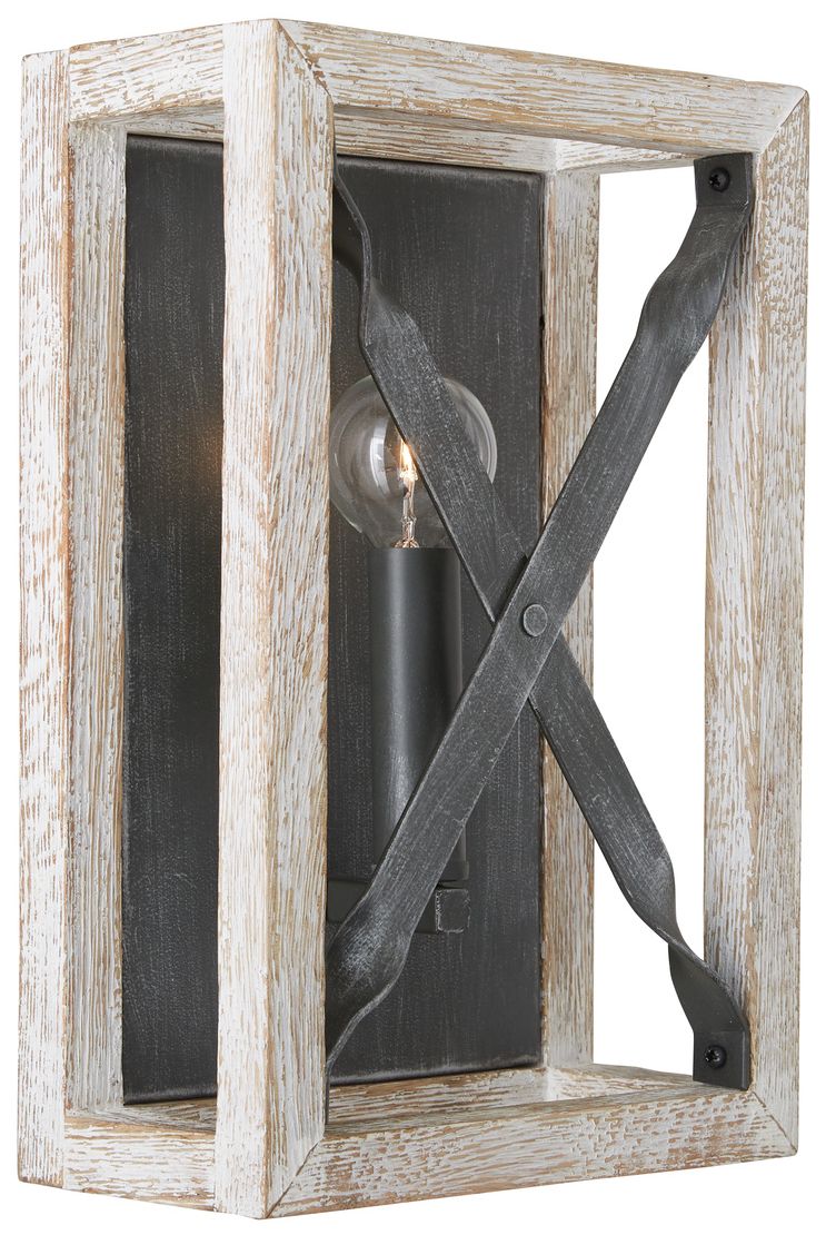 Image 2 Capital Lighting Remi 1 Light Sconce 8" Brushed White Wash and Nordic Iron