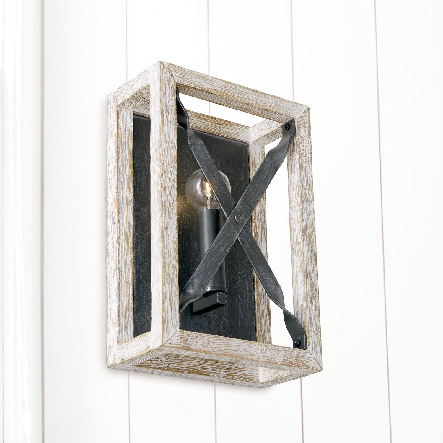 Image 3 Capital Lighting Remi 1 Light Sconce 8" Brushed White Wash and Nordic Iron more views