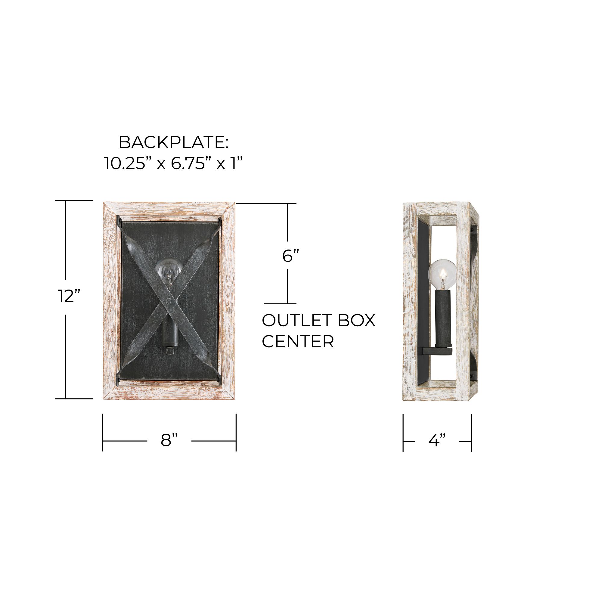 Capital Lighting Remi 1 Light Sconce Brushed White Wash and Nordic Iron