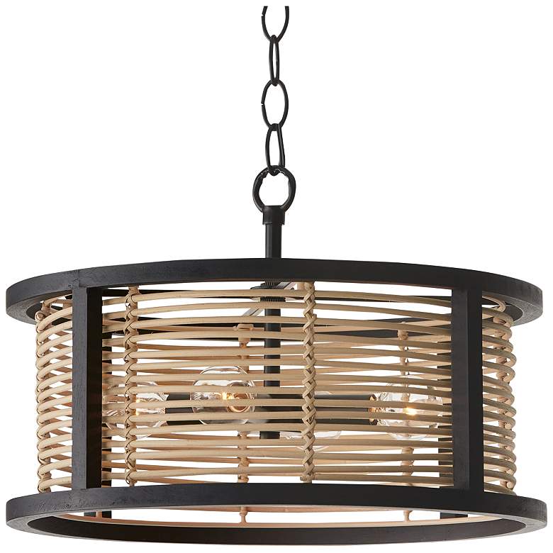 Image 3 Capital Lighting Rico 16 inch Wide Rattan and Wood Drum Ceiling Light more views