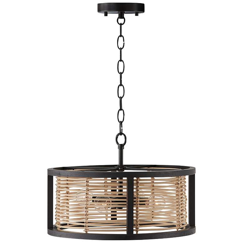 Image 4 Capital Lighting Rico 16" Wide Rattan and Wood Drum Ceiling Light more views