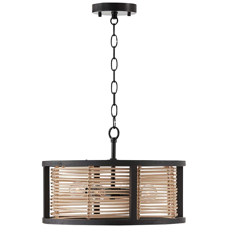Image 5 Capital Lighting Rico 16 inch Wide Rattan and Wood Drum Ceiling Light more views