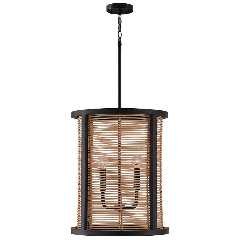 Image 1 Capital Lighting Rico 18" Wide 4-Light Mango Wood Foyer Drum Pendant