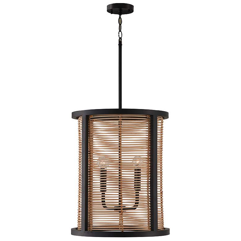 Image 1 Capital Lighting Rico 18 inch Wide 4-Light Mango Wood Foyer Drum Pendant