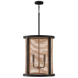 Capital Lighting Rico 18" Wide 4-Light Mango Wood Foyer Drum Pendant
