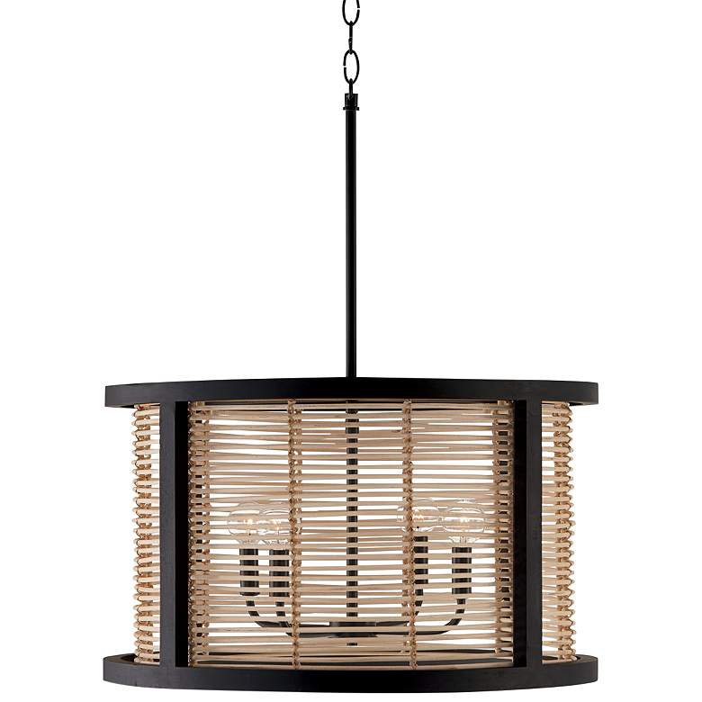 Image 3 Capital Lighting Rico 22" Wide 4-Light Mango Wood Drum Pendant