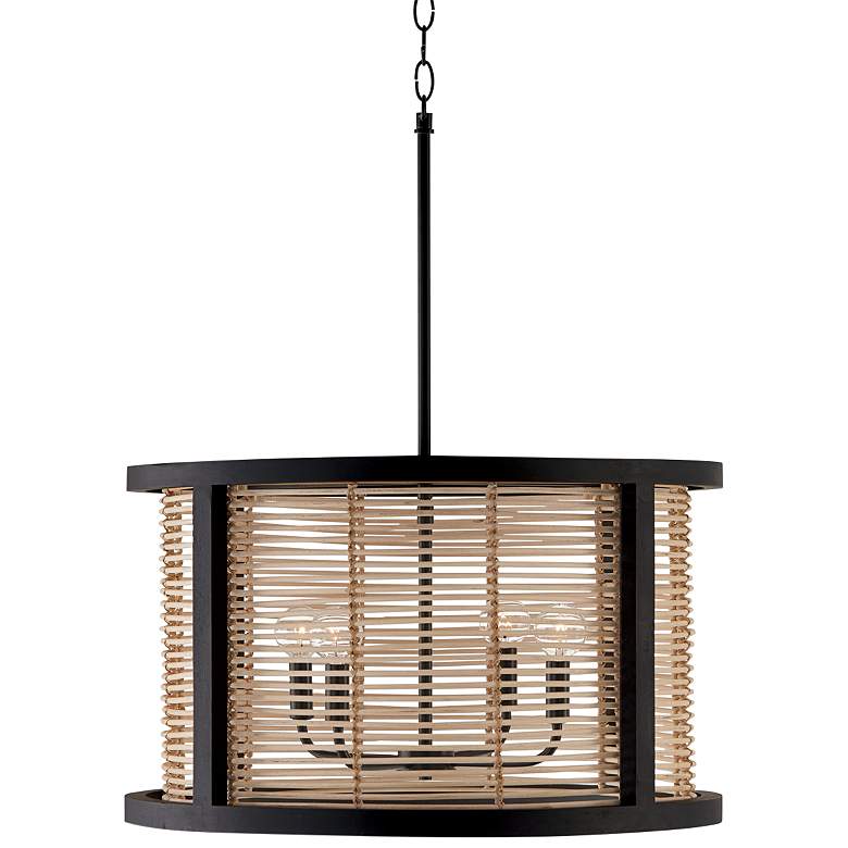 Image 1 Capital Lighting Rico 22 inch Wide 4-Light Mango Wood Drum Pendant