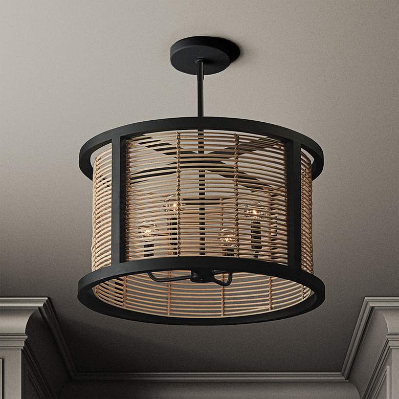 Image 2 Capital Lighting Rico 22" Wide 4-Light Mango Wood Drum Pendant
