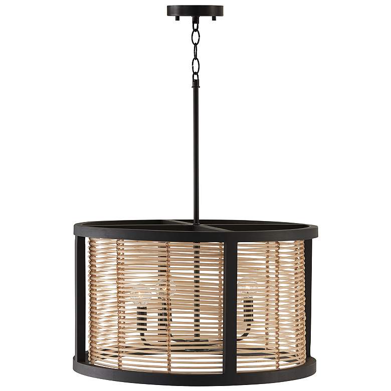 Image 6 Capital Lighting Rico 22" Wide 4-Light Mango Wood Drum Pendant more views