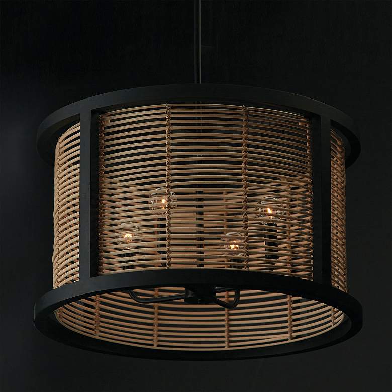 Image 7 Capital Lighting Rico 22" Wide 4-Light Mango Wood Drum Pendant more views