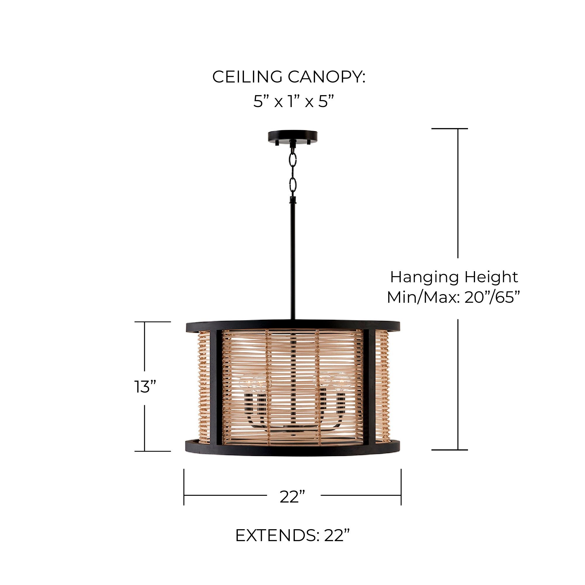 Capital Lighting Rico 22" Wide 4-Light Mango Wood Drum Pendant in scene
