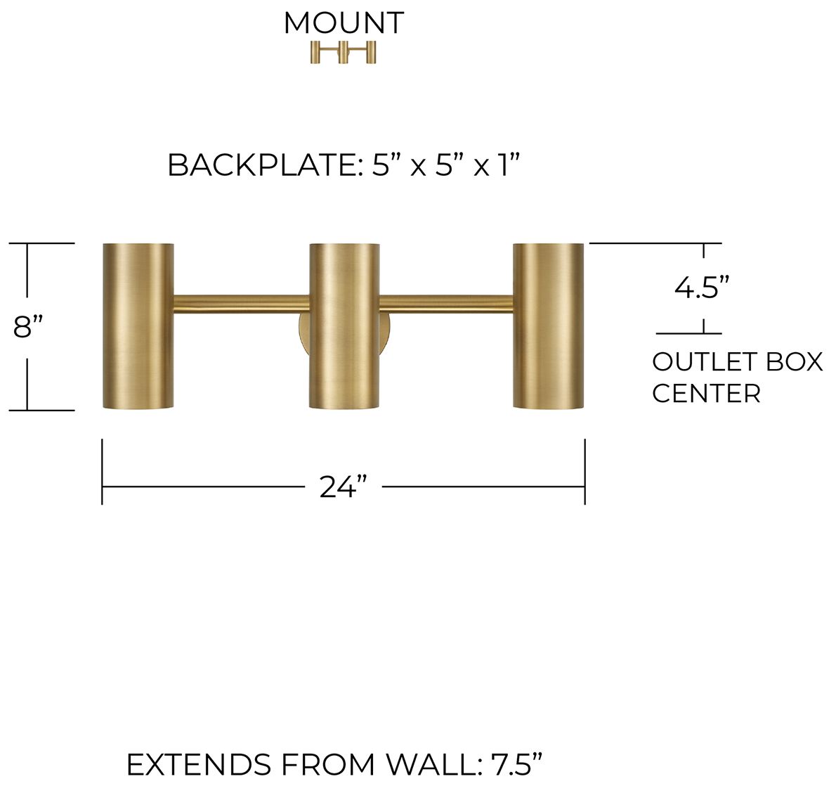 Capital Lighting Robbie 3 Light Vanity 24" Aged Brass
