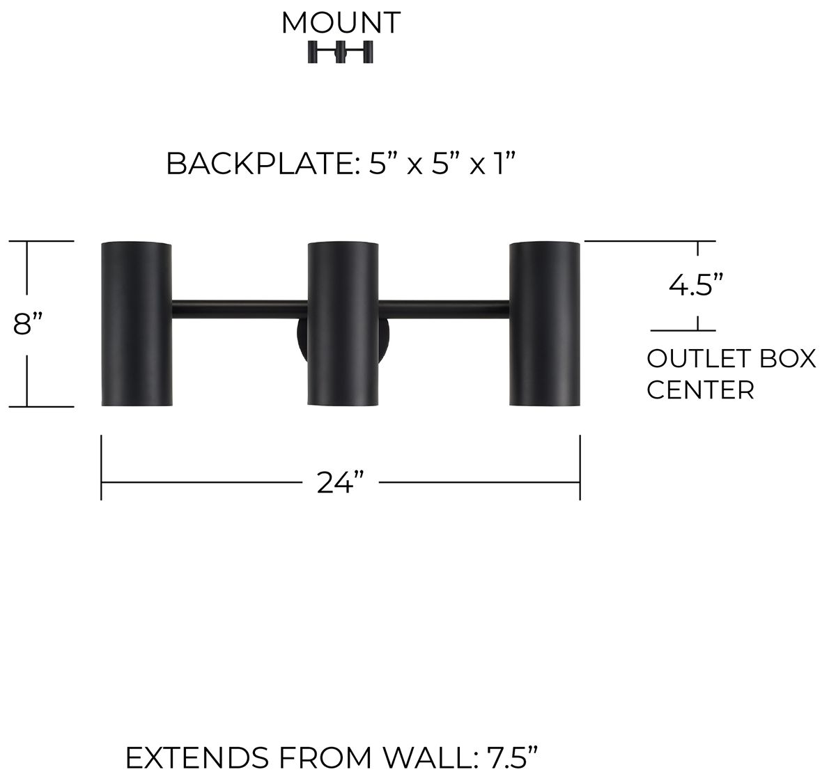Image 7 Capital Lighting Robbie 3 Light Vanity 24" Matte Black more views
