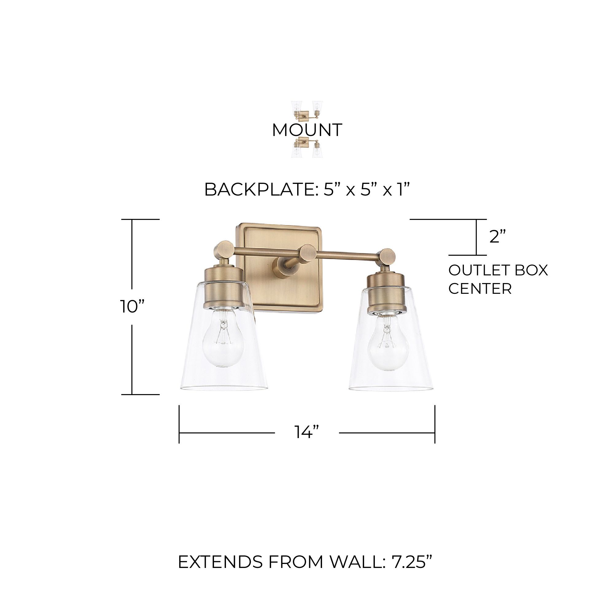 Image 2 Capital Lighting Rory 2 Light Vanity Aged Brass more views