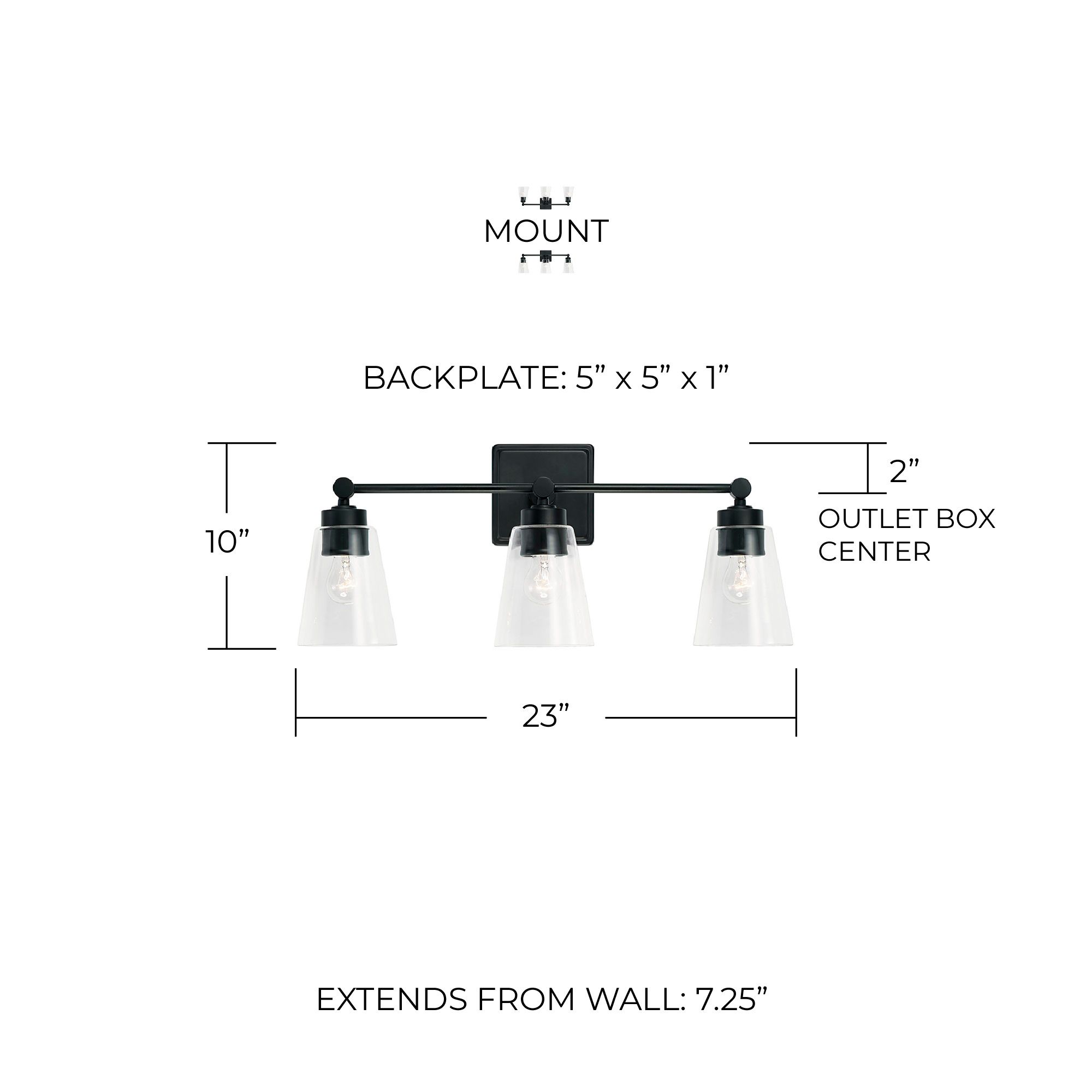 Image 5 Capital Lighting Rory 3 Light Vanity Matte Black more views