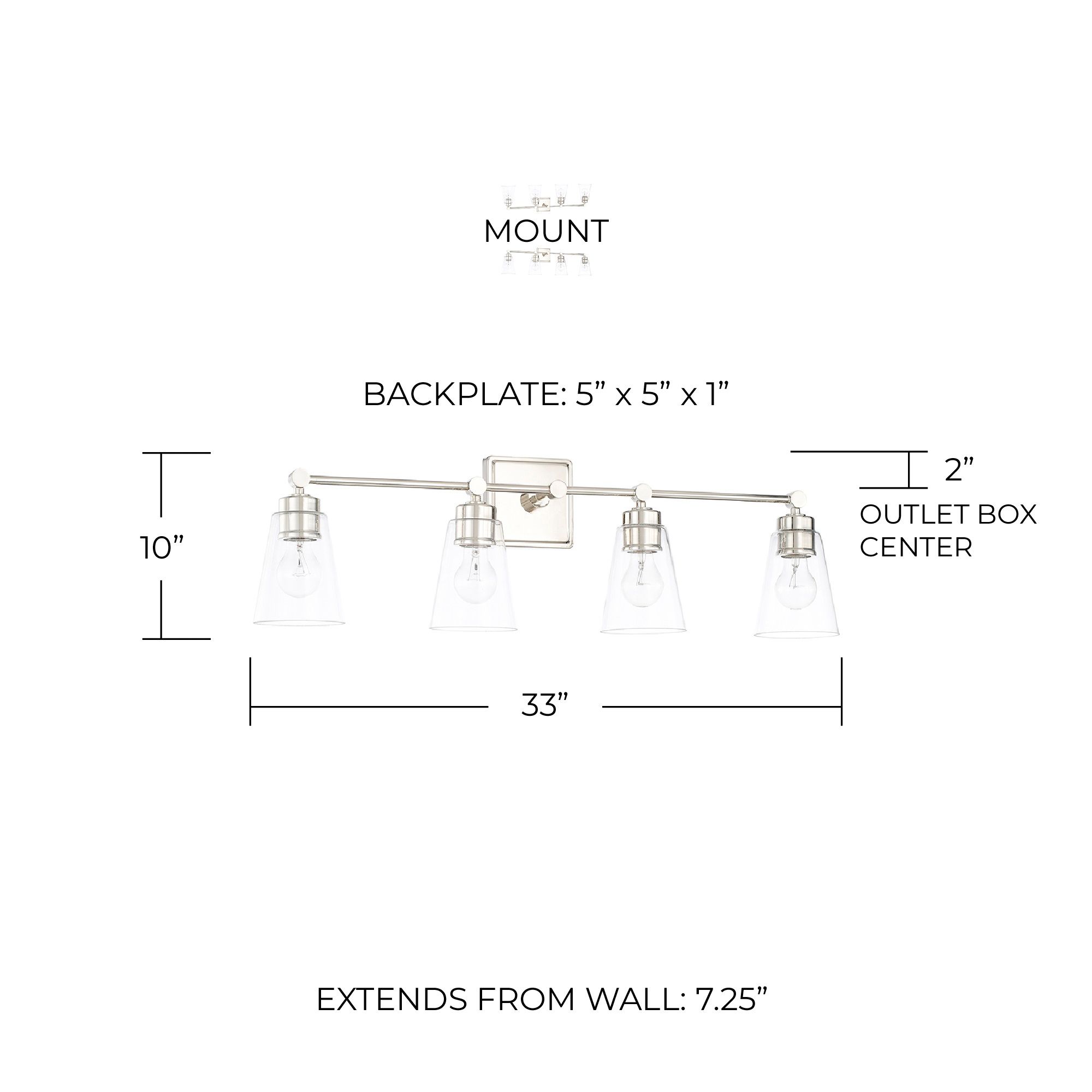 Image 2 Capital Lighting Rory 4 Light Vanity 33" Polished Nickel more views