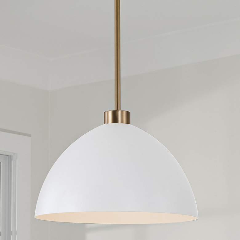 Image 1 Capital Lighting Ross 13" Wide Aged Brass White Glass Pendant Light