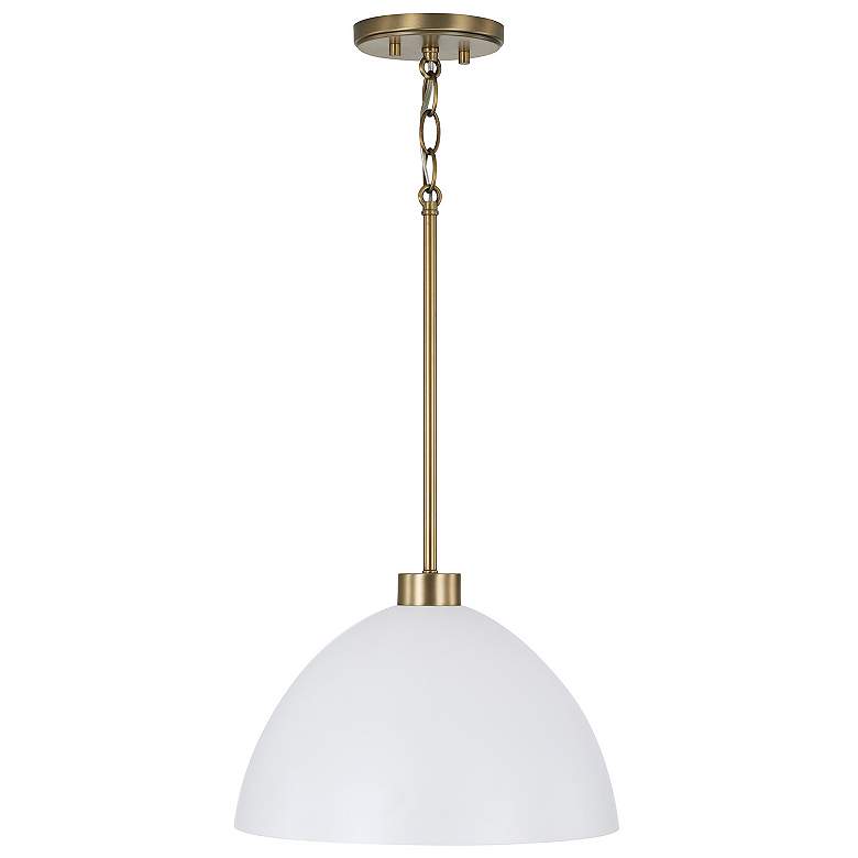 Image 5 Capital Lighting Ross 13" Wide Aged Brass White Glass Pendant Light more views