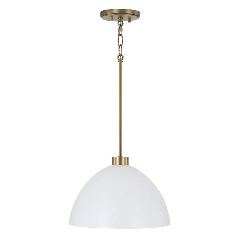 Image 4 Capital Lighting Ross 13" Wide Aged Brass White Metal Pendant Light more views