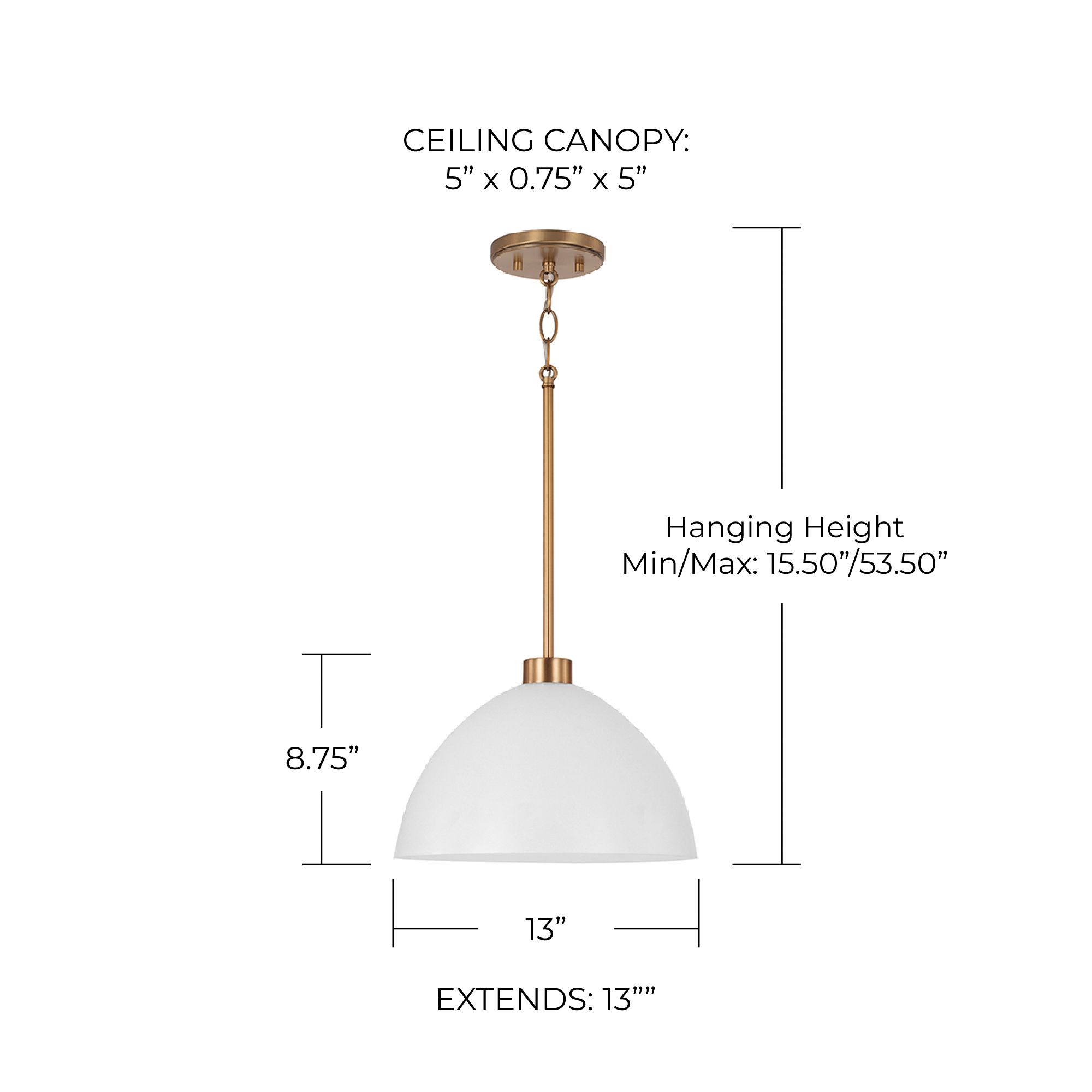 Image 5 Capital Lighting Ross 13" Wide Aged Brass White Metal Pendant Light more views