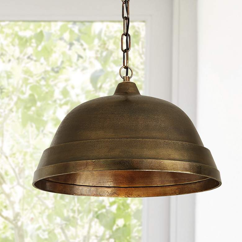 Image 1 Capital Lighting Rustic 18" Wide Oxidized Brass Dome Pendant Light