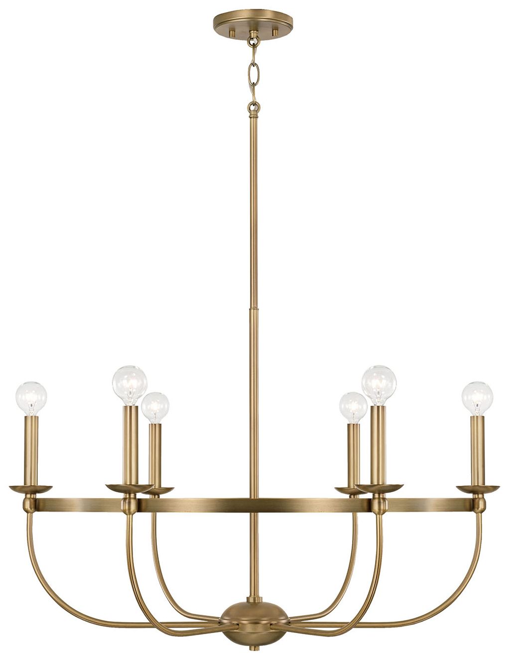 Capital Lighting Rylann 6 Light Chandelier 30" Aged Brass